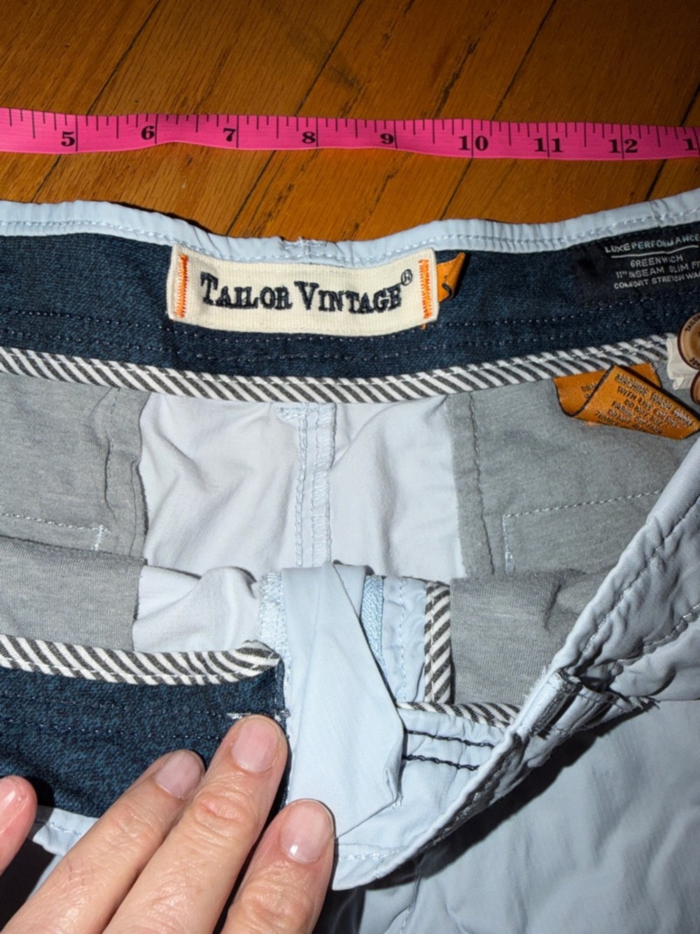 Tailor Vintage Light Blue Men's Flat Front Shorts